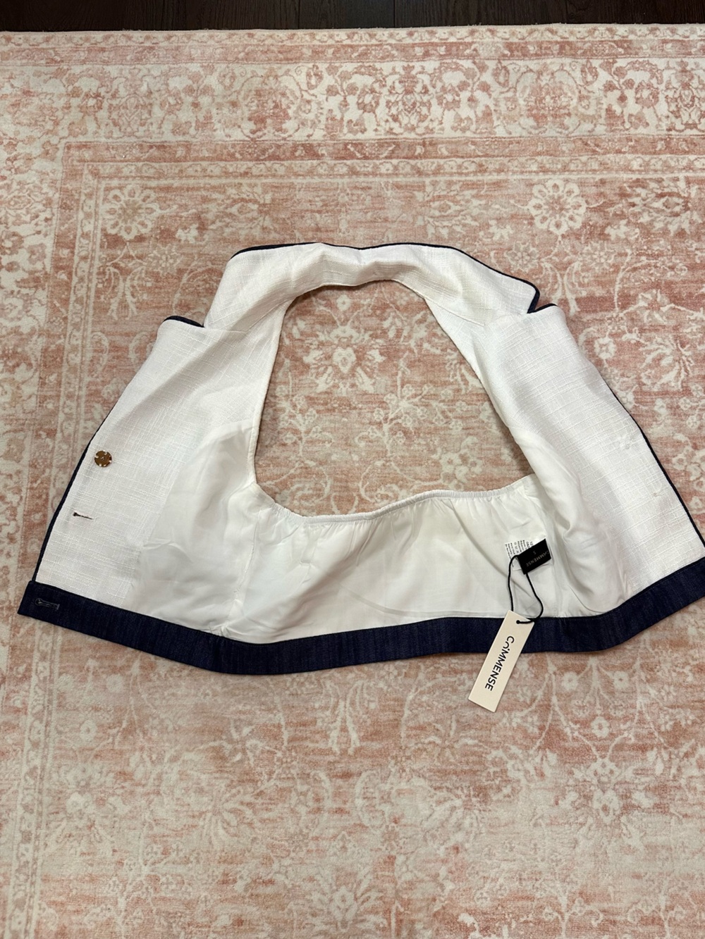 NWT ⚜️ Commense Tweed & Denim Cropped Halter Top - Picture 13 of 13